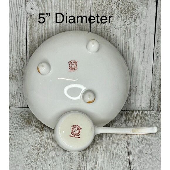 Vintage Noritake Lusterware Porcelain Footed Bowl & Spoon - Picture 4 of 9